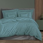 Pościel Satyna bambusowa Bamboo Dream 180x200 Stripe Turquoise