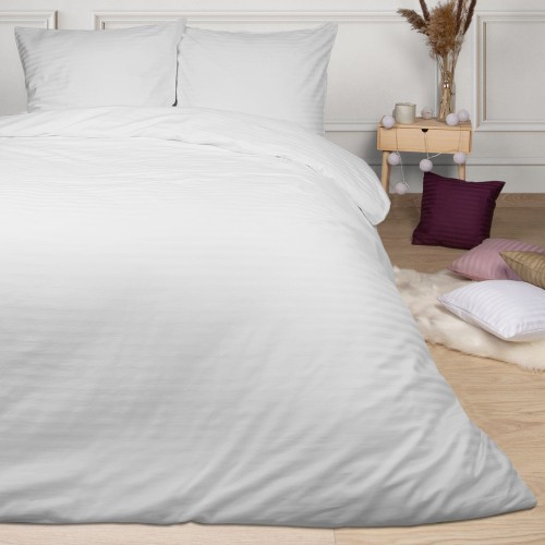 Pościel satyna bawełniana CIZGILI WHITE/220X200 EXCLUSIVE