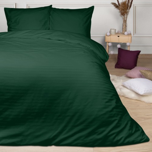 Pościel satyna bawełniana CIZGILI DARK GREEN/160x200 EXCLUSIVE