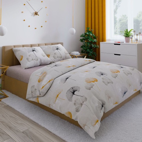 Pościel satyna bawełniana HOME SWEET HOME 100% bawełna 220x200 Ginko