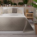 Narzuta na łóżko VELVI pikowana 220x240 Szaro beżowy