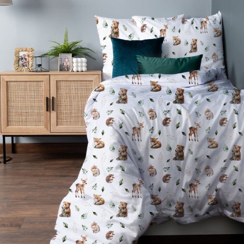 Pościel Satyna bawełniana PREMIUM 100% bawełna 160x200 ZWIERZĘTA LEŚNE