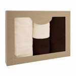 Komplet ręczników SOLANO 4cz. (2x50x90+2x70x140) Bawełna 100% Ecru + Ciemny Brąz