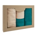 Komplet ręczników SOLANO 2x50x90+2x70x140 Bawełna 100% Cappuccino + Ciemny Turkus