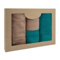 Komplet ręczników SOLANO 2x50x90+2x70x140 Bawełna 100% Beż + Ciemny Turkus