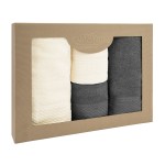 Komplet ręczników SOLANO 4cz. (2x50x90+2x70x140) Bawełna 100% Ecru + Ciemny Popiel