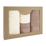 Komplet ręczników SOLANO 4cz. (2x50x90+2x70x140) Bawełna 100% Ecru + Beż