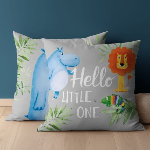 Poszewka na jaśka MAYA MOO 40x40 Wesoły hipcio szara