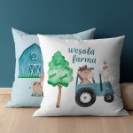 Poszewka na jaśka MAYA MOO 40x40 Wesoła farma I. niebieska