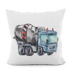 Poszewka dekoracyjna VELVET 40x40 Pojazdy betoniara niebiesko-szary