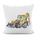 Poszewka dekoracyjna VELVET 40x40 Pojazdy koparka musztardowy
