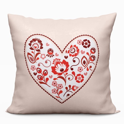 Poszewka dekoracyjna VELVET 40x40 Folk Love beżowy