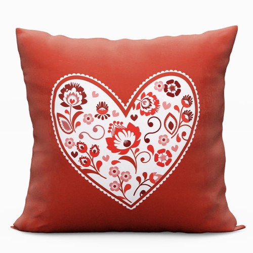Poszewka dekoracyjna VELVET 40x40 Folk Love czerwony
