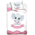 Pościel Dziecięca Bawełniana Happy Animals 100x135 Słonik Różowy