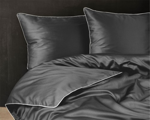 Luksusowa pościel z Makosatyny 160x200 Ciemno Szara