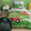 Pościel bawełniana Świecąca w ciemności 160x200 Wesoła Farma Traktor III