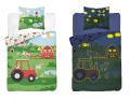 Pościel bawełniana Świecąca w ciemności 160x200 Wesoła Farma Traktor III