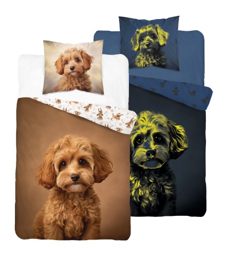 Pościel bawełniana Świecąca w ciemności 140x200 Piesek Pudelek