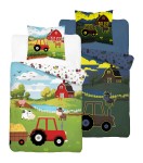 Pościel bawełniana Świecąca w ciemności 160x200 Wesoła Farma Traktor I