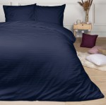 Pościel Satyna bawełniana CIZGILI EXCLUSIVE 180x200 Navy Blue